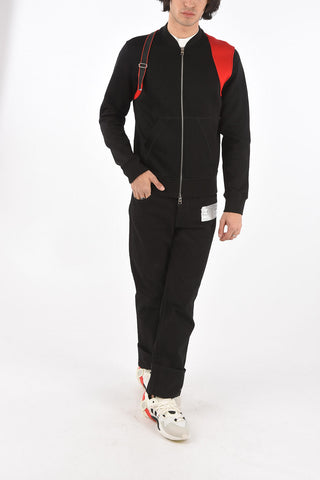 Suspender Two Tone Sweatshirt with Front Zip