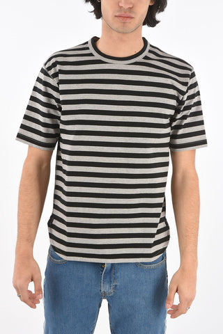 COMMES DES GARÇONS striped t-shirt with visible stitching