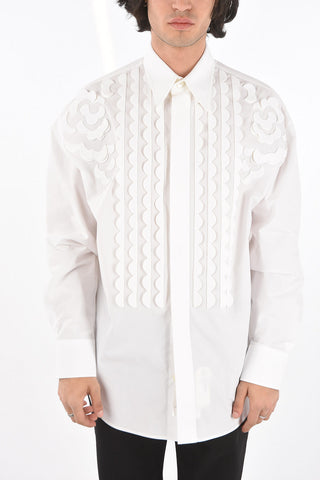 Cotton Tuxedo Shirt with Embossed Elements