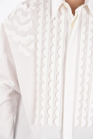 Cotton Tuxedo Shirt with Embossed Elements