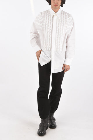 Cotton Tuxedo Shirt with Embossed Elements