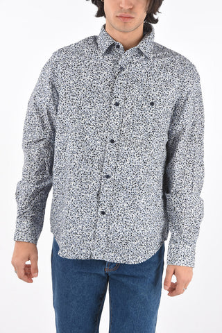 Camicia in Velluto con Motivo Astratto e Taschino