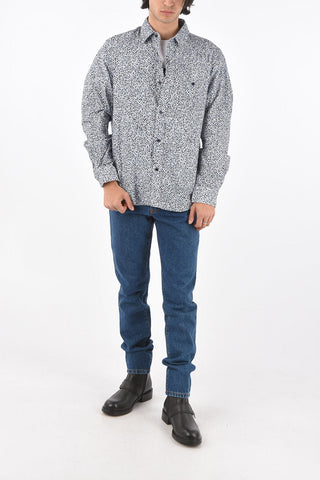 Camicia in Velluto con Motivo Astratto e Taschino