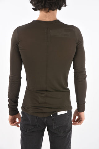 T-shirt girocollo in misto seta BASIC a maniche lunghe