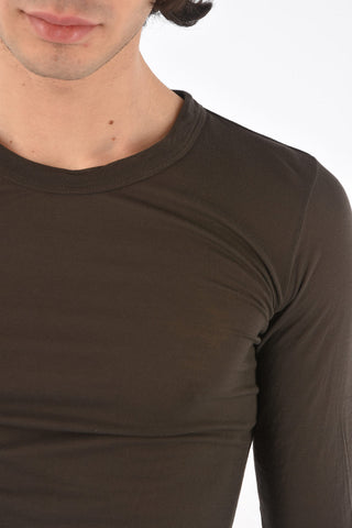 T-shirt girocollo in misto seta BASIC a maniche lunghe
