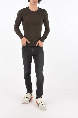 T-shirt girocollo in misto seta BASIC a maniche lunghe
