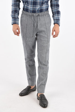 Pantaloni in Misto Lino con Elastico in Vita