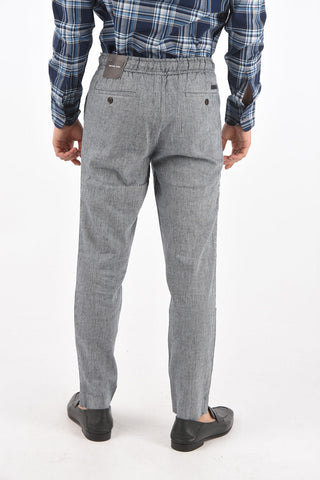 Pantaloni in Misto Lino con Elastico in Vita