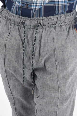 Pantaloni in Misto Lino con Elastico in Vita