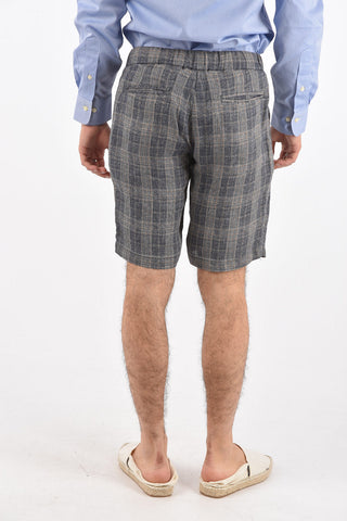 Glen Plaid Checked Shorts with Waist Drawstring