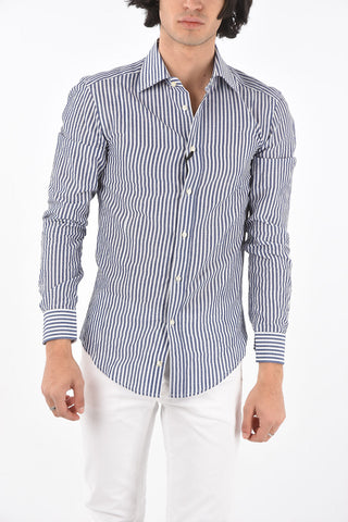 Camicia in Misto Lino Motivo Awning