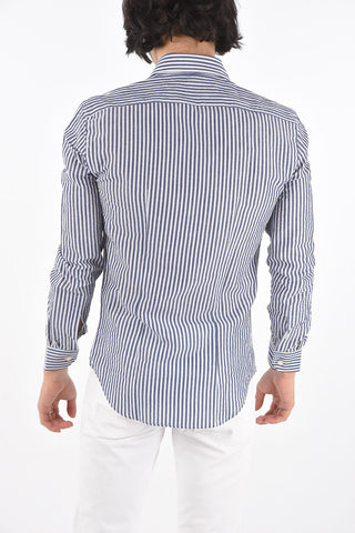 Camicia in Misto Lino Motivo Awning
