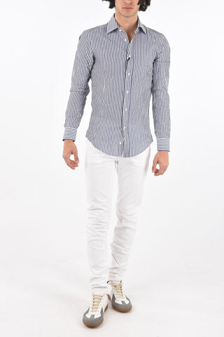 Camicia in Misto Lino Motivo Awning
