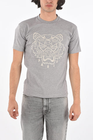Crew Neck TIGER Embroidered T-Shirt