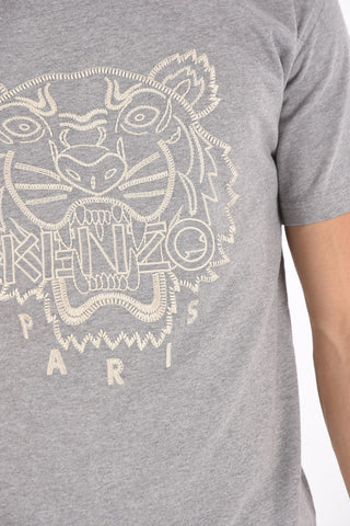 Crew Neck TIGER Embroidered T-Shirt
