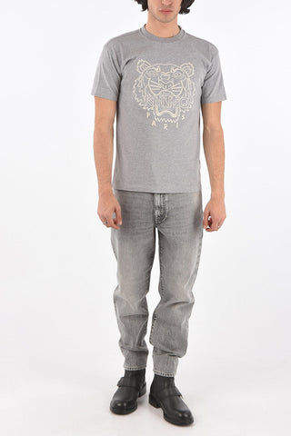 Crew Neck TIGER Embroidered T-Shirt