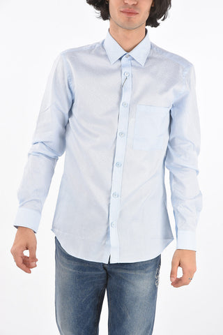 Camicia in Cotone Jacquard Monogram con Taschino