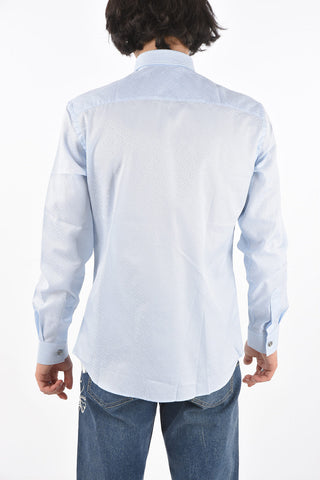 Camicia in Cotone Jacquard Monogram con Taschino
