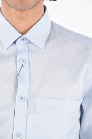 Camicia in Cotone Jacquard Monogram con Taschino