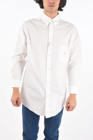 Button down shirt with embroidered logo on pocket