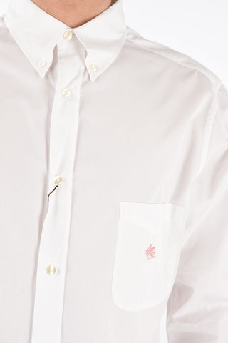 Button down shirt with embroidered logo on pocket