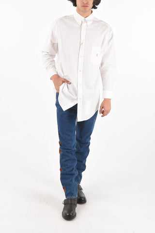 Button down shirt with embroidered logo on pocket