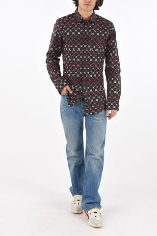 GOLD Camicia in Cotone con Motivo Geometrico