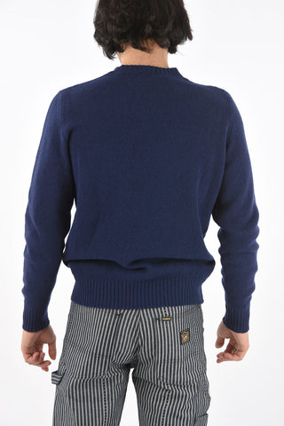 Pullover Girocollo in Lana con Logo Ricamato