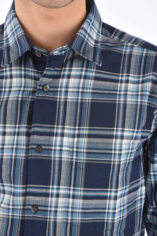 Standard Collar Plaid Check Cotton Shirt