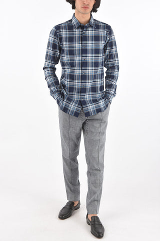Standard Collar Plaid Check Cotton Shirt