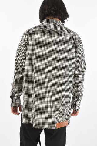 mini check asymmetrical shirt with breast pockets