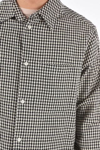 mini check asymmetrical shirt with breast pockets