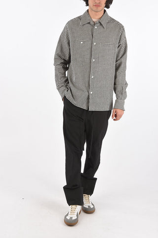 mini check asymmetrical shirt with breast pockets