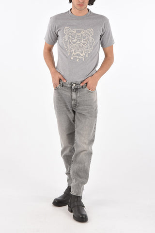 Jeans 5 Tasche Cropped con Vita Regolare