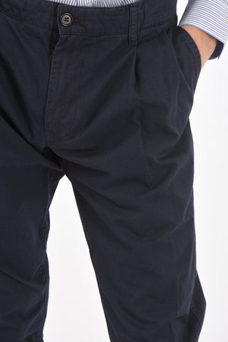 Chino pants with drawstring and double pleat