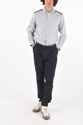 Chino pants with drawstring and double pleat