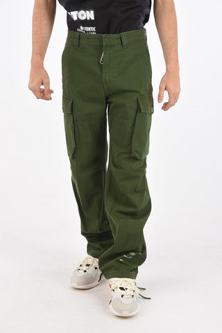 Pantaloni Cargo in Cotone con Fondo con Coulisse