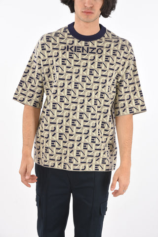 Crew Neck Monogram Fabric T-Shirt