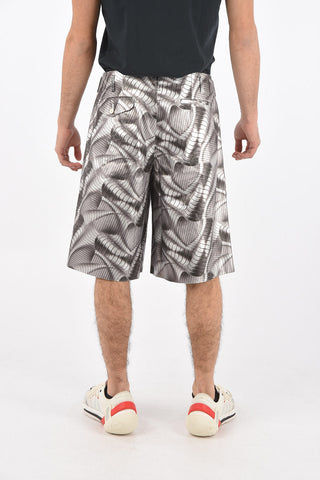 Double-pleated Coated Cotton Shorts