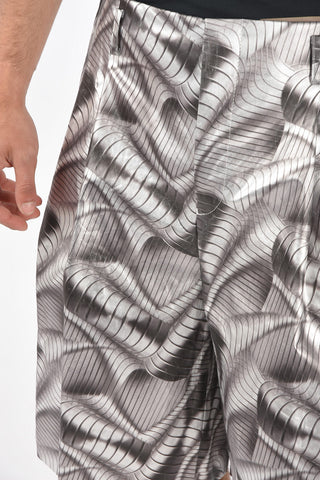 Double-pleated Coated Cotton Shorts