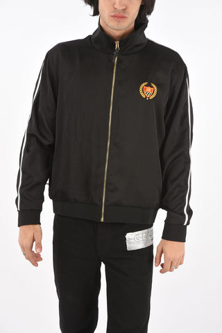 Embroidered track sweatshirt with zip closure
