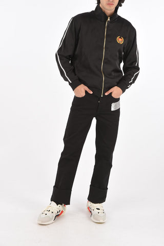 Embroidered track sweatshirt with zip closure