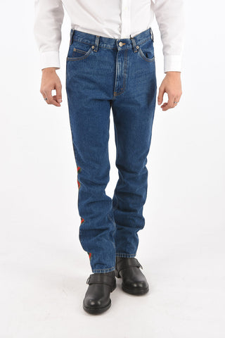 Jeans 5 Tasche con Bande Laterali a Contrasto