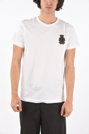 Crew Neck Logo Patch Cotton T-Shirt