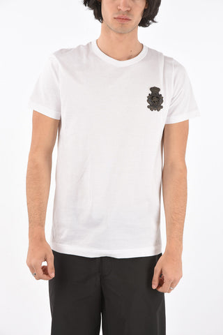 Crew Neck Logo Patch Cotton T-Shirt