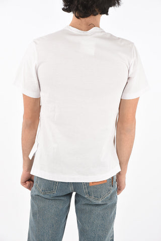 HOMME PLUS Crewneck Deconstructured T-shirt with Print
