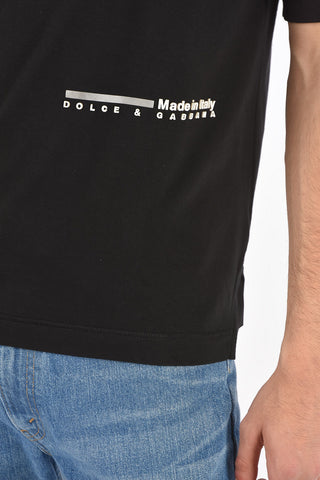 Crew Neck Embossed Print Cotton T-Shirt