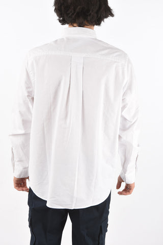 Camicia in Cotone Hopsack con Collo Button-down