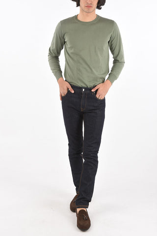 Dark wash skinny fit jeans with printed pocket