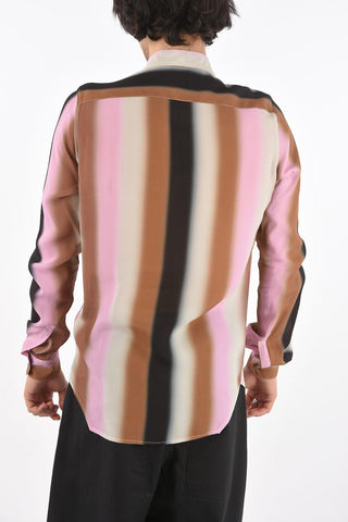 Camicia a Righe Sfumate con Abbottonatura Nascosta
